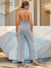 Adyce Women's Halter Backless Jumpsuits Sexy V Neck & Full Pants Sequins Club Party Casual Streetwear Rompers Jumpsuits