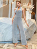 Adyce Women's Halter Backless Jumpsuits Sexy V Neck & Full Pants Sequins Club Party Casual Streetwear Rompers Jumpsuits