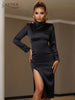 Adyce Women's Long Sleeve Dress 2023 Autumn Winter Sexy Turtleneck Midi Clubwear Evening Celebrity Party Outfits Dresses