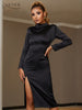 Adyce Women's Long Sleeve Dress 2023 Autumn Winter Sexy Turtleneck Midi Clubwear Evening Celebrity Party Outfits Dresses