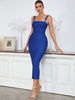 Adyce Maxi Spaghetti Strap Bodycon Blue Bandage Dress Women's Sexy Slash Neck Diamonds Celebrity Evening Night Club Summer Dress