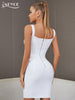 Adyce Mini White Night Club Bodycon Bandage Dress Sexy Hollw Out Tank Sleeveless Celebrity Evening Party Dresses Outfits