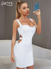 Adyce Mini White Night Club Bodycon Bandage Dress Sexy Hollw Out Tank Sleeveless Celebrity Evening Party Dresses Outfits