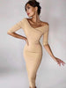 Adyce Autumn Red One Shoulder Long Sleeve Bandage Dress Women Sexy Hollow Out Club Midi Celebrity Runway Party Dress Vestido