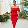 Adyce Autunm Red Elegant Women Ruffles Off Shoulder Dress Sexy Club Celebrity Evening Runway Party Cocktail Dresses Vestidos