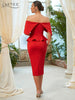 Adyce Autunm Red Elegant Women Ruffles Off Shoulder Dress Sexy Club Celebrity Evening Runway Party Cocktail Dresses Vestidos