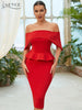 Adyce Autunm Red Elegant Women Ruffles Off Shoulder Dress Sexy Club Celebrity Evening Runway Party Cocktail Dresses Vestidos