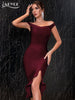 Adyce Summer Black Off Shoulder Mermaid Bandage Dress For Women Sexy Ruffles Midi Celebrity Club Runway Party Dresses 2023