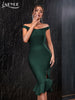 Adyce Summer Black Off Shoulder Mermaid Bandage Dress For Women Sexy Ruffles Midi Celebrity Club Runway Party Dresses 2023