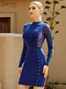 Adyce Summer Blue Beading Bodycon Bandage Dress Sexy Long Sleeve Lace Mini Celebrity Runway Club Party Dress For Women 2023