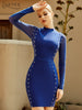 Adyce Summer Blue Beading Bodycon Bandage Dress Sexy Long Sleeve Lace Mini Celebrity Runway Club Party Dress For Women 2023