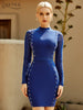 Adyce Summer Blue Beading Bodycon Bandage Dress Sexy Long Sleeve Lace Mini Celebrity Runway Club Party Dress For Women 2023