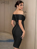 Adyce Summer Blue Off Shoulder Bodycon Bandage Dress Women 2023 Sexy Short Sleeve Club Celebrity Evening Runway Party Dress
