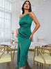 Adyce Summer Green Women's Dress Sexy One Shoulder Sleeveless Chians Celebrity Club Evening Party Draped Midi Dress