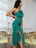 Adyce Summer Green Women's Dress Sexy One Shoulder Sleeveless Chians Celebrity Club Evening Party Draped Midi Dress