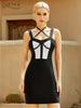 Adyce Summer Halter Patchwork Bodycon Bandage Dress 2023 Sexy Sleeveless Club Celebrity Evening Runway Party Dress For Women
