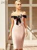 Adyce Summer Off Shoulder Patchwork Bandage Dress For Women 2023 Sexy Sleeveless Bow Celebrity Midi Club Runway Party Dress