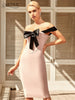 Adyce Summer Off Shoulder Patchwork Bandage Dress For Women 2023 Sexy Sleeveless Bow Celebrity Midi Club Runway Party Dress