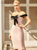 Adyce Summer Off Shoulder Patchwork Bandage Dress For Women 2023 Sexy Sleeveless Bow Celebrity Midi Club Runway Party Dress