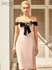 Adyce Summer Off Shoulder Patchwork Bandage Dress For Women 2023 Sexy Sleeveless Bow Celebrity Midi Club Runway Party Dress