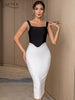 Adyce Summer Off Shoulder Patchwork Bandage Dress For Women 2023 Sexy Sleeveless Midi Club Evening Runway Party Female Dress