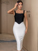 Adyce Summer Off Shoulder Patchwork Bandage Dress For Women 2023 Sexy Sleeveless Midi Club Evening Runway Party Female Dress
