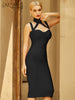Adyce Summer Red Halter Midi Bodycon Bandage Dress For Women 2023 Sexy Sleeveless Club Celebrity Evening Runway Party Dress