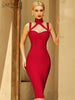 Adyce Summer Red Halter Midi Bodycon Bandage Dress For Women 2023 Sexy Sleeveless Club Celebrity Evening Runway Party Dress