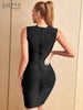 Adyce Summer Tank Black Club Bodycon Bandage Dress Sexy V Neck Hollow Out Celebrity Evening Party Mini Dress For Women 2023
