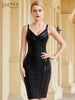 Adyce Summer Women Black Sequins Club Bodycon Bandage Dress Sexy V Neck Spaghetti Strap Celebrity Runway Party Dress Vestido