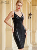 Adyce Summer Women Black Sequins Club Bodycon Bandage Dress Sexy V Neck Spaghetti Strap Celebrity Runway Party Dress Vestido