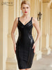 Adyce Summer Women Black Sequins Club Bodycon Bandage Dress Sexy V Neck Spaghetti Strap Celebrity Runway Party Dress Vestido