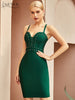 Adyce Summer Women Green Sleeveless V Neck Bodycon Bandage Dress 2023 Sexy Spaghetti Strap Celebrity Club Runway Party Dress