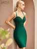 Adyce Summer Women Green Sleeveless V Neck Bodycon Bandage Dress 2023 Sexy Spaghetti Strap Celebrity Club Runway Party Dress