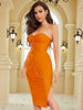 Adyce Summer Women Orange Strapless Bandage Dress Sexy Sleeveless Buttons Midi Night Club Evening Runway Party Dress Outfits