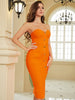 Adyce Summer Women Orange Strapless Bandage Dress Sexy Sleeveless Buttons Midi Night Club Evening Runway Party Dress Outfits