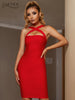 Adyce Summer Women Red Halter Bodycon Bandage Dress Sexy Sleeveless Elegant Night Club Celebrity Runway Cocktail Party Dress