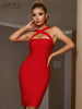 Adyce Summer Women Red Halter Bodycon Bandage Dress Sexy Sleeveless Elegant Night Club Celebrity Runway Cocktail Party Dress