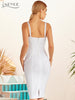 Adyce Summer Women White Bodycon Bandage Dress Sexy Sleeveless Spaghetti Strap Club Celebrity Evening Runway Party Dress
