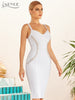 Adyce Summer Women White Bodycon Bandage Dress Sexy Sleeveless Spaghetti Strap Club Celebrity Evening Runway Party Dress