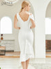 Adyce Summer Women White Club Bodycon Bandage Dress Sexy V Neck Short Sleeve Mermaid Celebrity Runway Party Dresses Vestidos