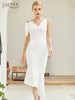 Adyce Summer Women White Club Bodycon Bandage Dress Sexy V Neck Short Sleeve Mermaid Celebrity Runway Party Dresses Vestidos