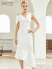 Adyce Summer Women White Club Bodycon Bandage Dress Sexy V Neck Short Sleeve Mermaid Celebrity Runway Party Dresses Vestidos