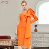 Adyce Winter One Shoulder Bodycon Bandage Dress Women Sexy Bow Long Sleeve Club Midi Celebrity Evening Runway Party Dresses