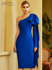 Adyce Winter One Shoulder Bodycon Bandage Dress Women Sexy Bow Long Sleeve Club Midi Celebrity Evening Runway Party Dresses