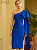 Adyce Winter One Shoulder Bodycon Bandage Dress Women Sexy Bow Long Sleeve Club Midi Celebrity Evening Runway Party Dresses