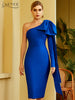 Adyce Winter One Shoulder Bodycon Bandage Dress Women Sexy Bow Long Sleeve Club Midi Celebrity Evening Runway Party Dresses