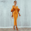 New Women Dress Summer Vestidos Verano 2022 Celebrity Party Dresses Yellow Red Ruffles Butterfly Short Sleeve Midi Dress