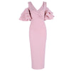 New Women Dress Summer Vestidos Verano 2022 Celebrity Party Dresses Yellow Red Ruffles Butterfly Short Sleeve Midi Dress