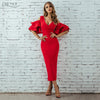 New Women Dress Summer Vestidos Verano 2022 Celebrity Party Dresses Yellow Red Ruffles Butterfly Short Sleeve Midi Dress